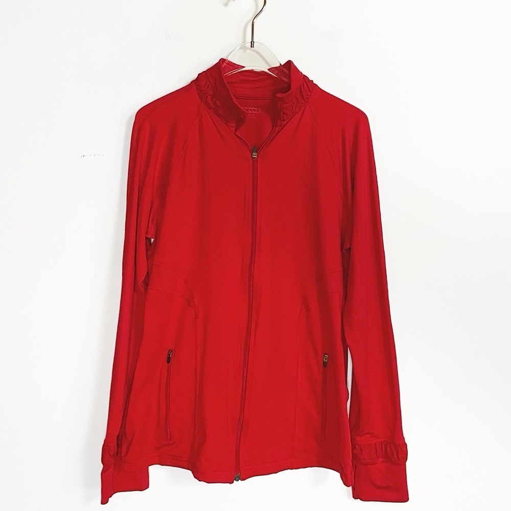 SPANX Contour Jacket Impulse Zip up Red Womens size M